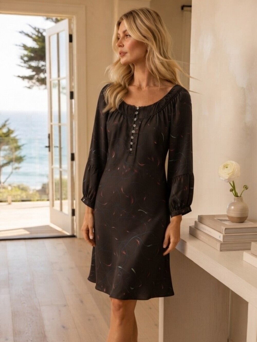 Daryl K x Barneys New York Silk Wool Balloon Sleeve Dress – Small
